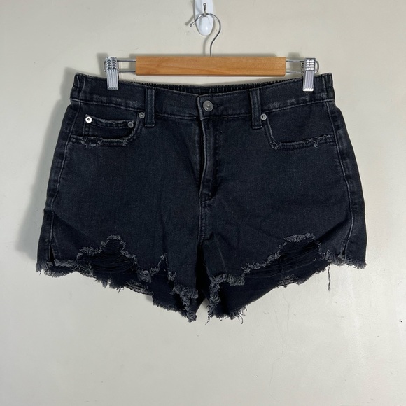 Aerie Daydream Denim Short Black Size Medium Distressed Soft Comfy - Picture 4 of 12